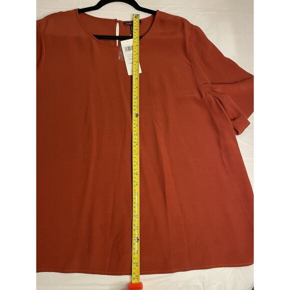 Eileen Fisher Lightweight Viscose Paprika Ballet Neck Top Large $178 KeyholeBack - Picture 2 of 6
